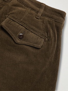 Monitaly - Pleated Cotton-Corduroy Trousers - Green