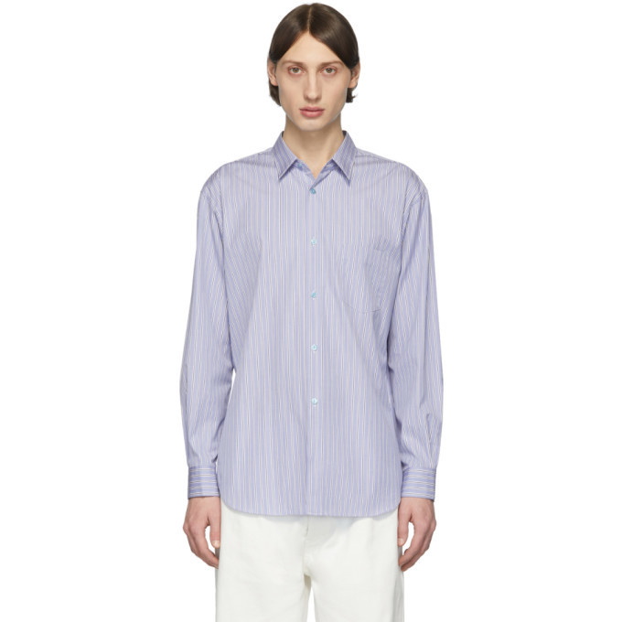 Photo: Comme des Garcons Shirt Blue Striped Poplin Shirt