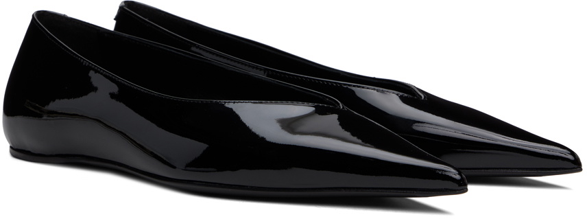 TOTEME Black 'The Patent Asymmetric' Ballerina Flats Toteme