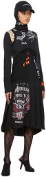 Marine Serre Black & Multicolor Knotted & Draped Graphic T-Shirt Dress