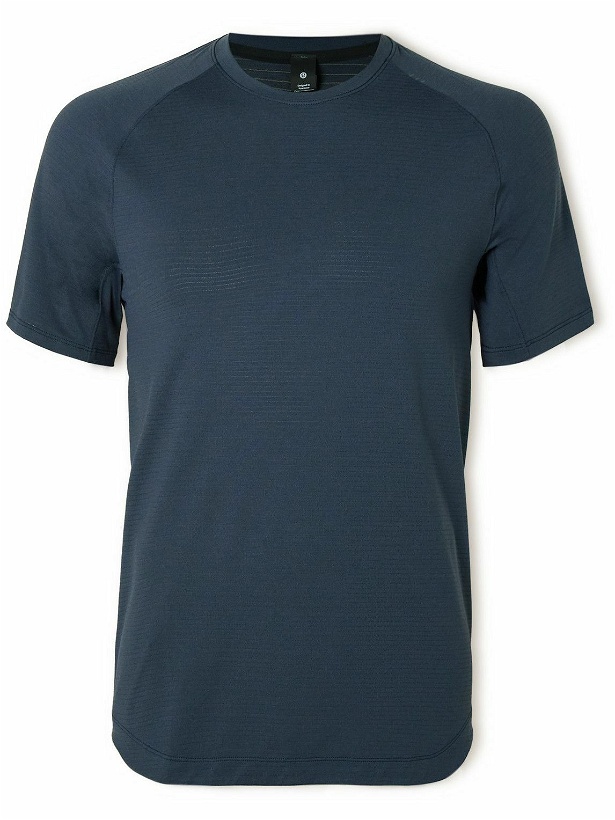 Photo: Lululemon - Drysense Striped Stretch Recycled-Jersey T-Shirt - Blue