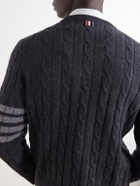 Thom Browne - 4-Bar Stripe Cable-Knit Cashmere Sweater - Gray