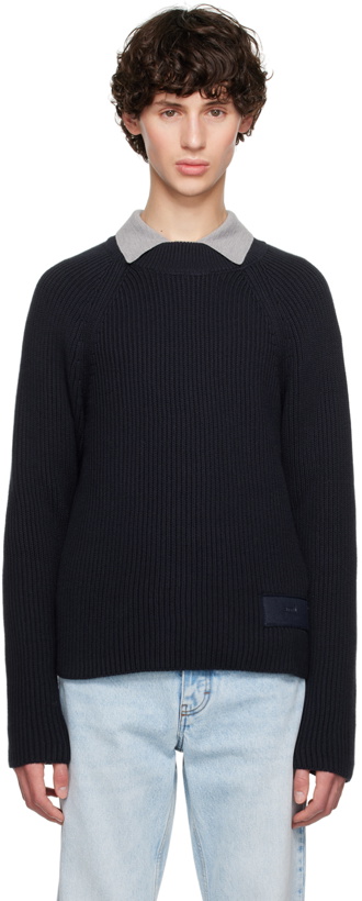 Photo: AMI Paris Navy Logo Patch Sweater