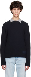 AMI Paris Navy Logo Patch Sweater