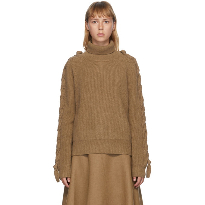 Photo: JW Anderson Brown Cable Insert Turtleneck