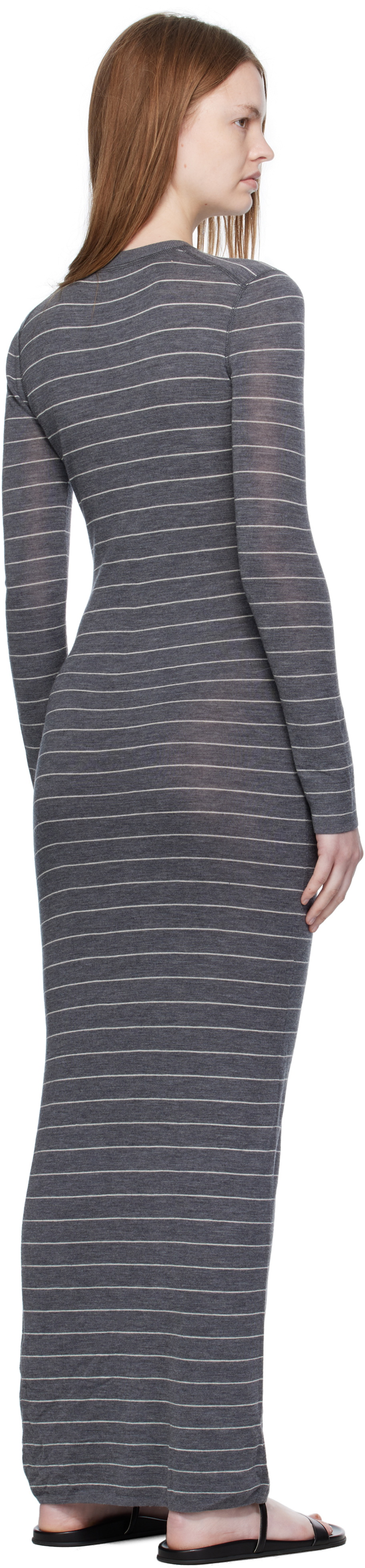 Nanushka Gray Dakoa Striped Terry Merino Maxi Dress