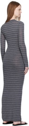 Nanushka Gray Dakoa Striped Terry Merino Maxi Dress