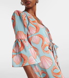 Adriana Degreas Printed gathered silk midi dress