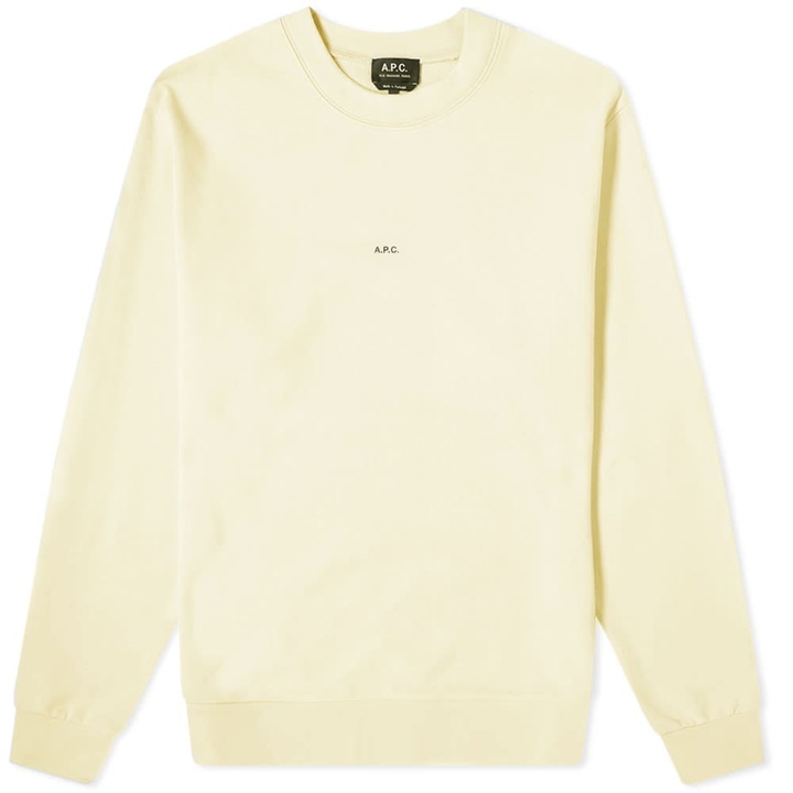 Photo: A.P.C. Men's Steve Logo Sweat in Light Yellow