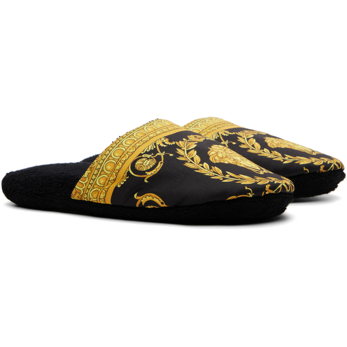 Versace Black 'I Heart Baroque' Slippers