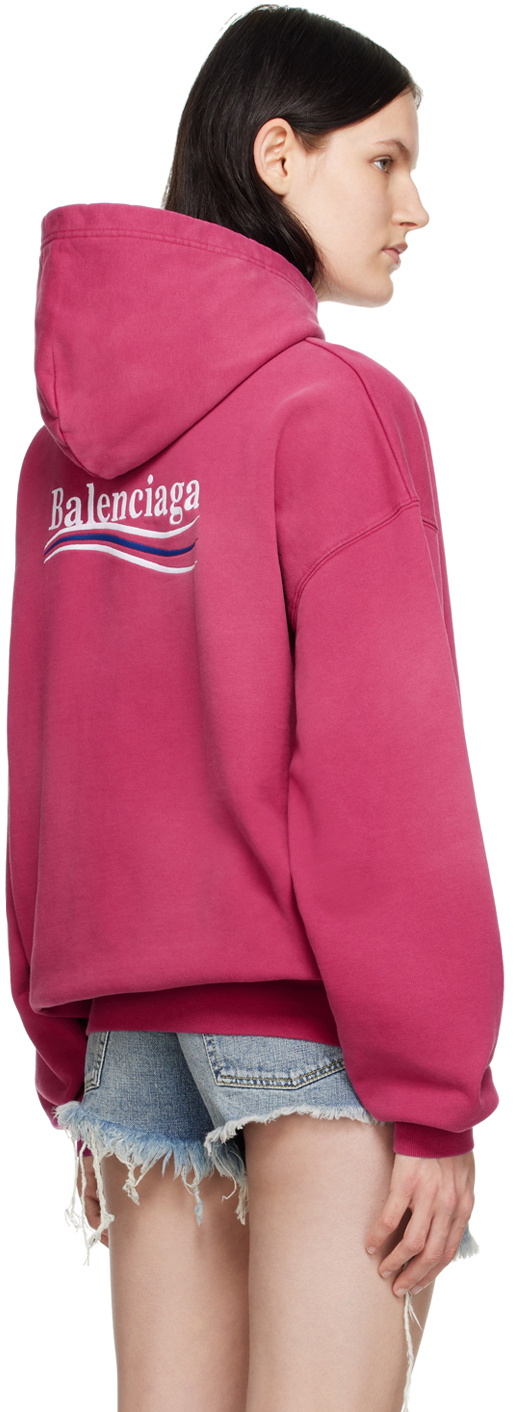 Balenciaga Pink Embroidered Hoodie