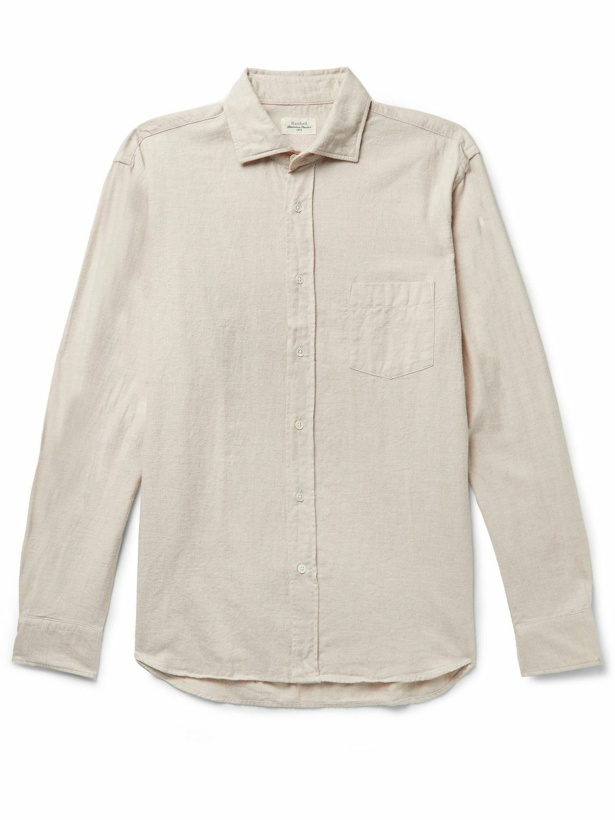 Photo: Hartford - Paul Spread-Collar Cotton-Flannel Shirt - Neutrals