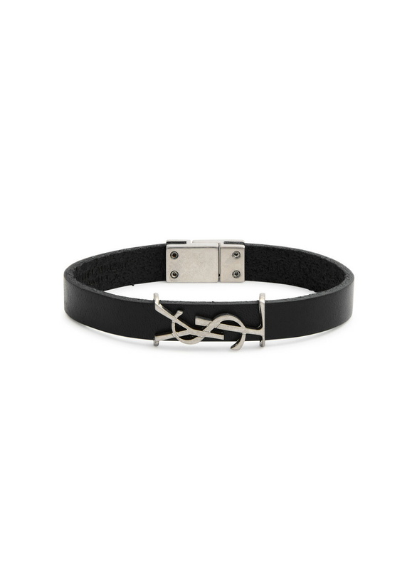 Photo: Saint Laurent Logo Leather Bracelet Black