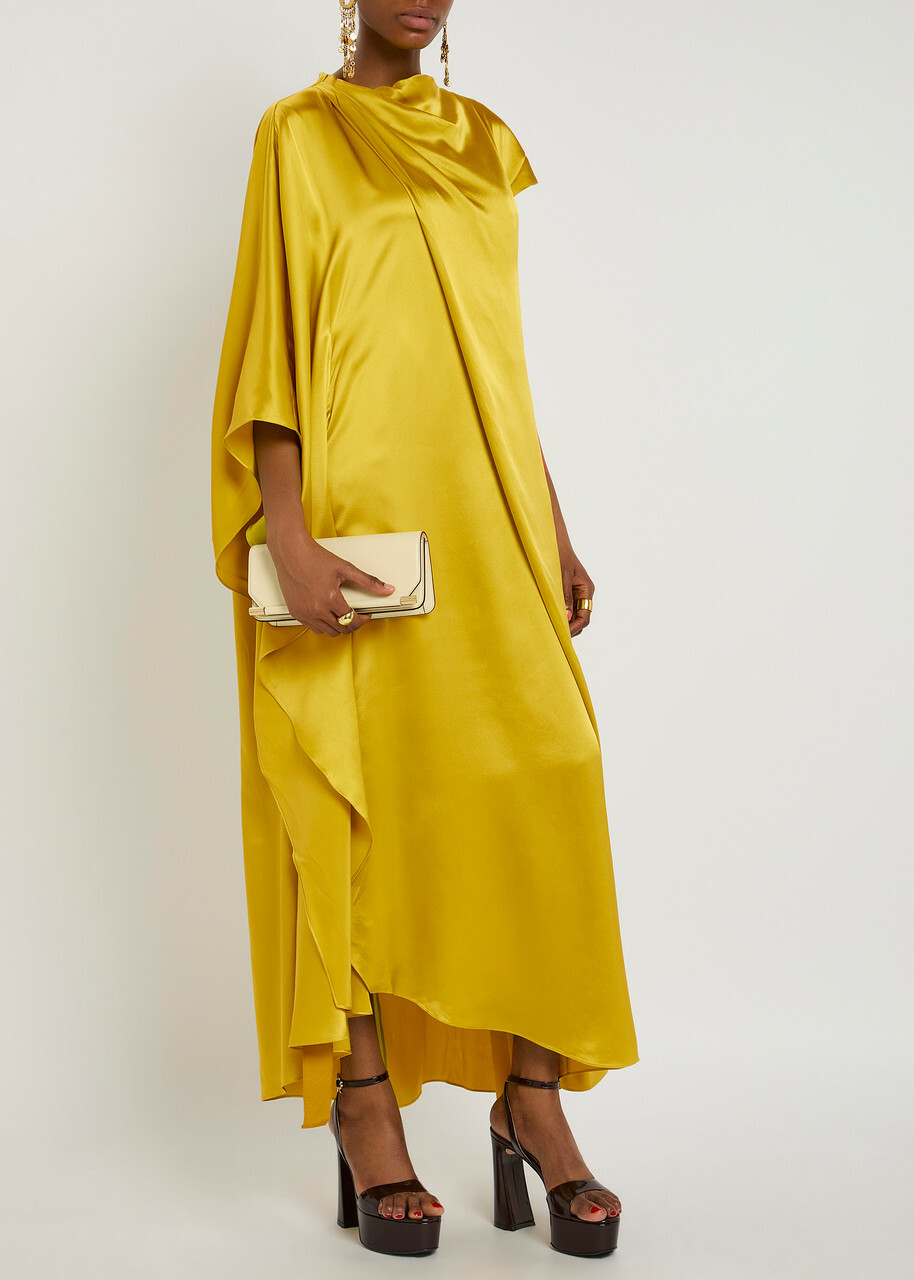 Roksanda Hiba Draped Silk Maxi Dress Yellow