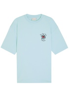 DRÔLE DE Monsieur Le T-shirt Slogan Printed Cotton T-shirt Light Blue