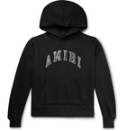 AMIRI - Oversized Logo-Appliquéd Leather-Trimmed Loopback Cotton-Jersey Hoodie - Black