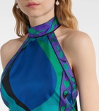 Pucci Cigni printed halterneck silk top