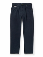 Noah - Straight-Leg Pleated Brushed Organic Cotton-Twill Trousers - Blue