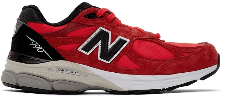 Photo: New Balance Red Made In USA 990v3 Low Sneakers