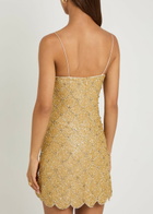 Alice + Olivia Nina Scalloped Embellished Mini Dress Gold