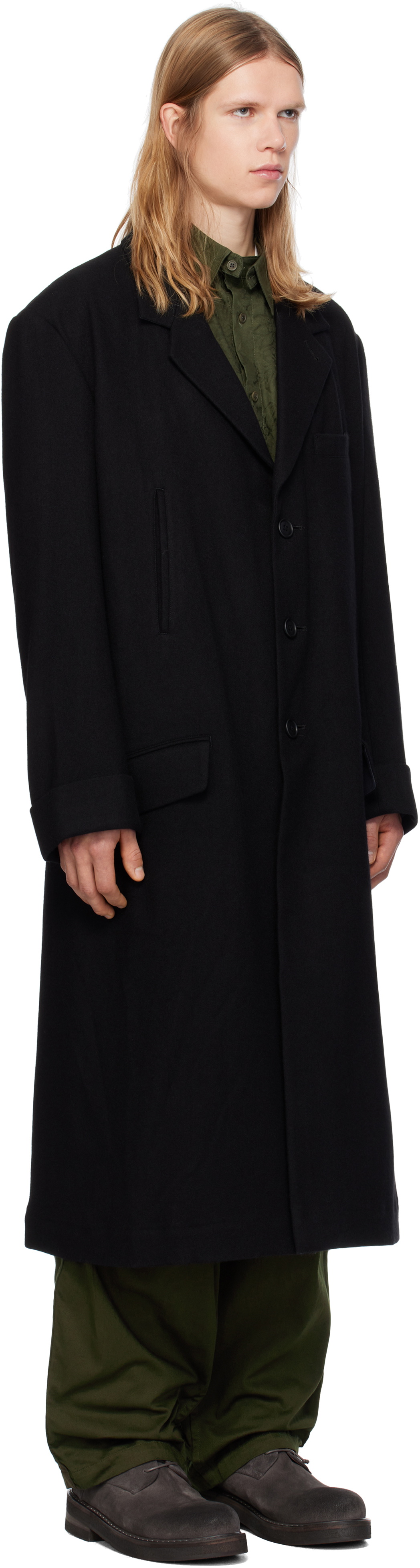 Y's For Men Black Long Coat