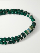 Mikia - Silver Malachite Beaded Bracelet