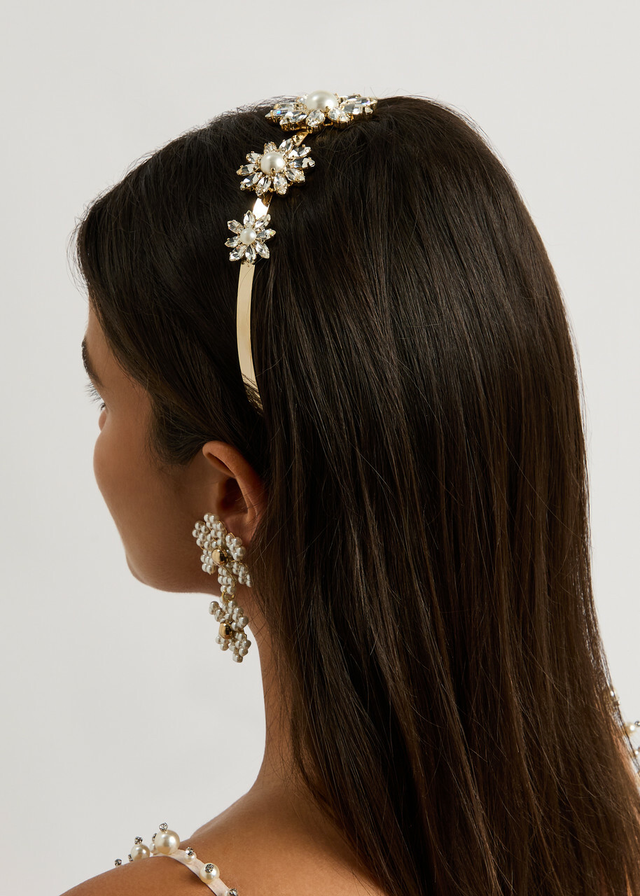 Rosantica Profumo Crystal-embellished Headband - Gold - One  display picture 3