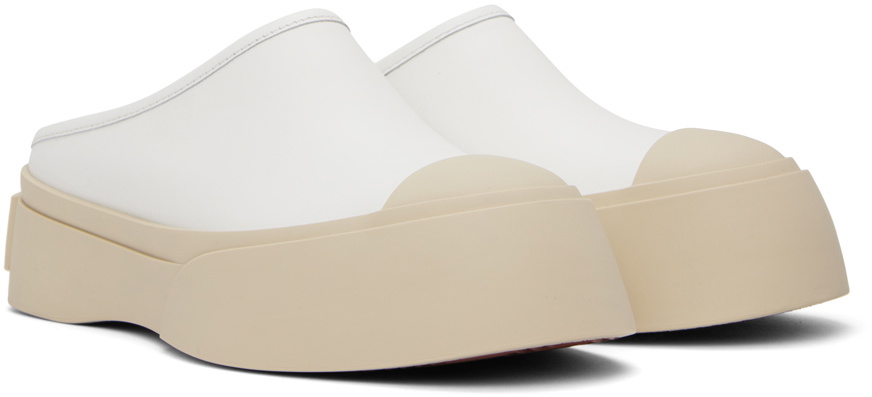 Marni White Leather Pablo Sabot Slippers