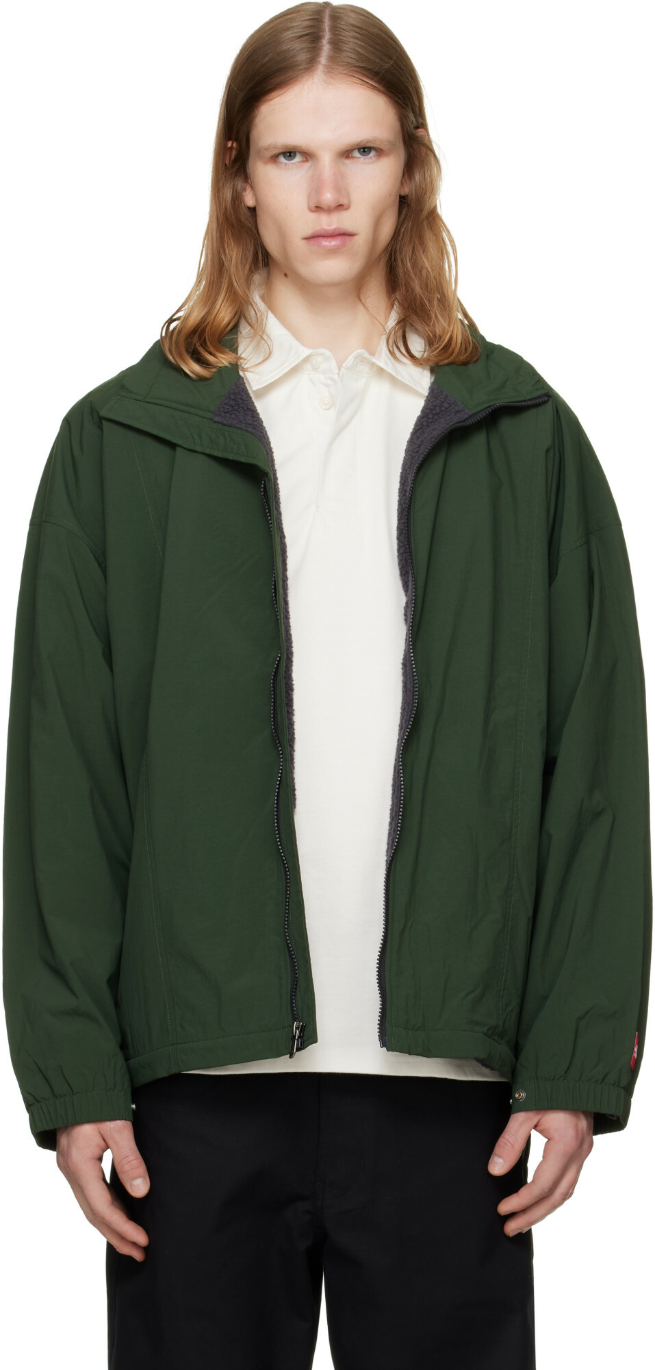 The North Face Green TNF Red Box Nylon Fleece-Lined Jacket
