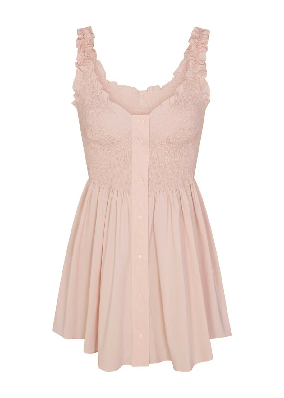 Skims Smocked Poplin Mini Dress Pink