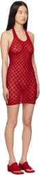 Isa Boulder Red Macramist Tank Minidress