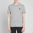 Comme des Garçons Play Men's Large Heart Polo Shirt in Grey