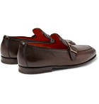 Santoni - Burnished Full-Grain Leather Loafers - Brown