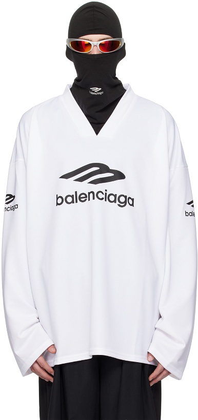 Photo: Balenciaga White 3B Sports Icon Ski Long Sleeve T-Shirt