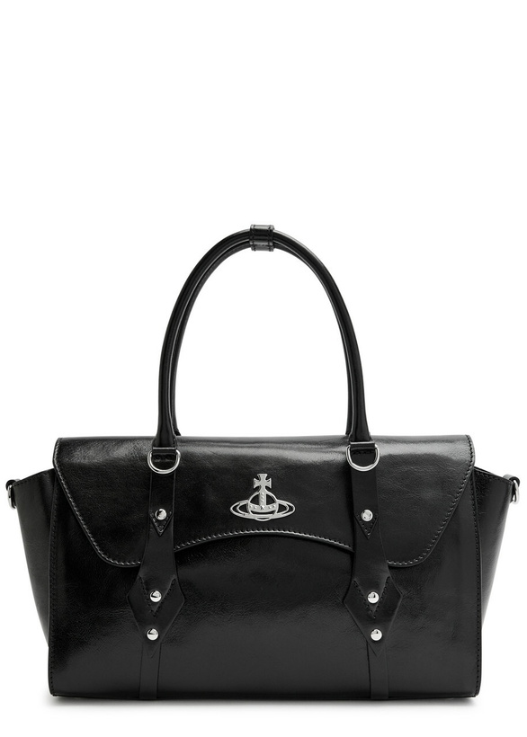 Photo: Vivienne Westwood Betina Medium Glossed Leather Shoulder bag - Black - One Size