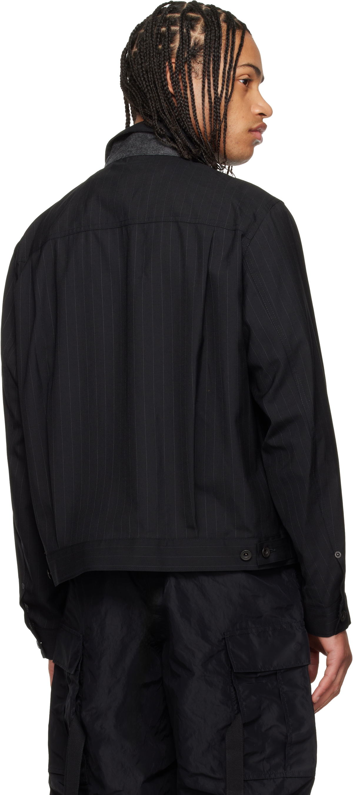 sacai Black Chalk Stripe Jacket Sacai