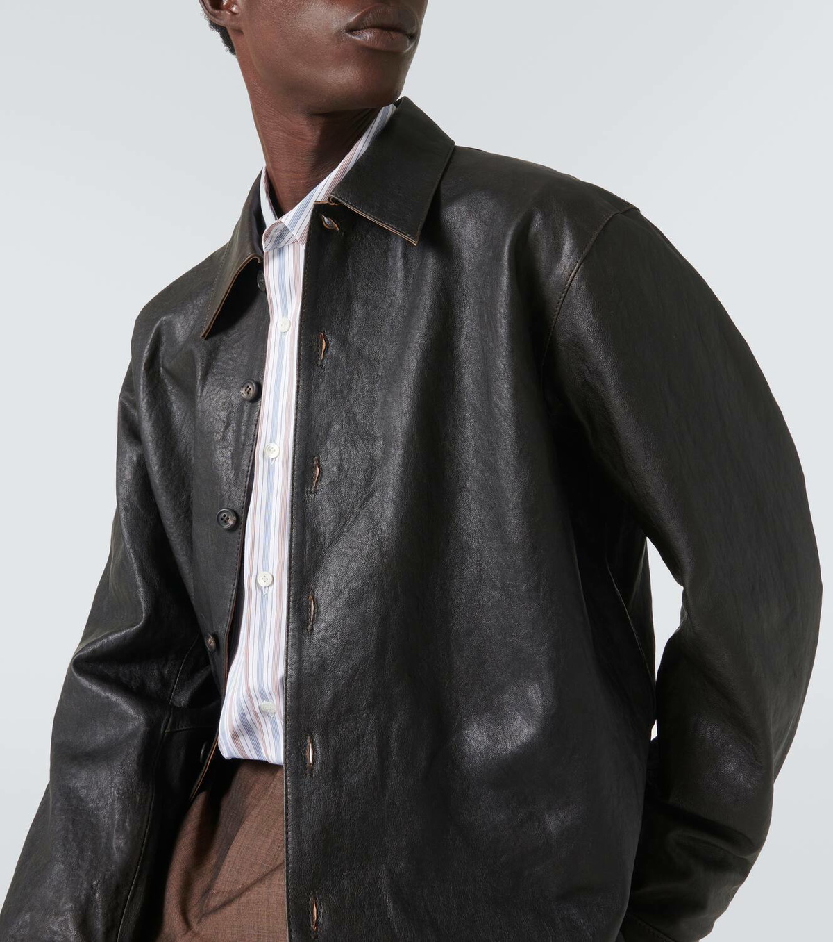 ジャケット・アウター OUR LEGACY 24AW WELDING SHIRT 46 Our Legacy - Welding Shirt Worn Brown Lambskin