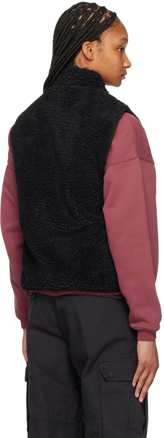 Stüssy Black Embroidered Reversible Vest