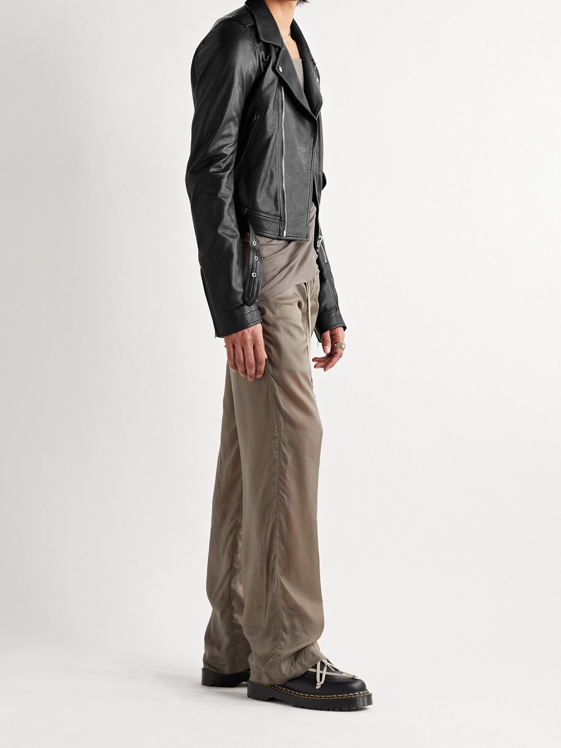 Rick Owens - Stooges Cropped Leather Biker Jacket - Black