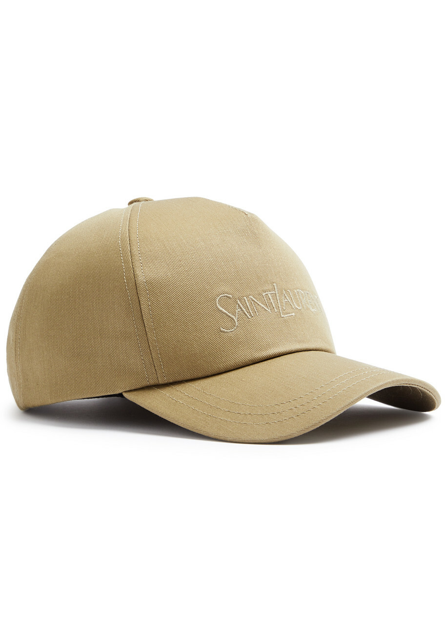 Saint Laurent Logo-embroidered Cotton-blend cap Beige