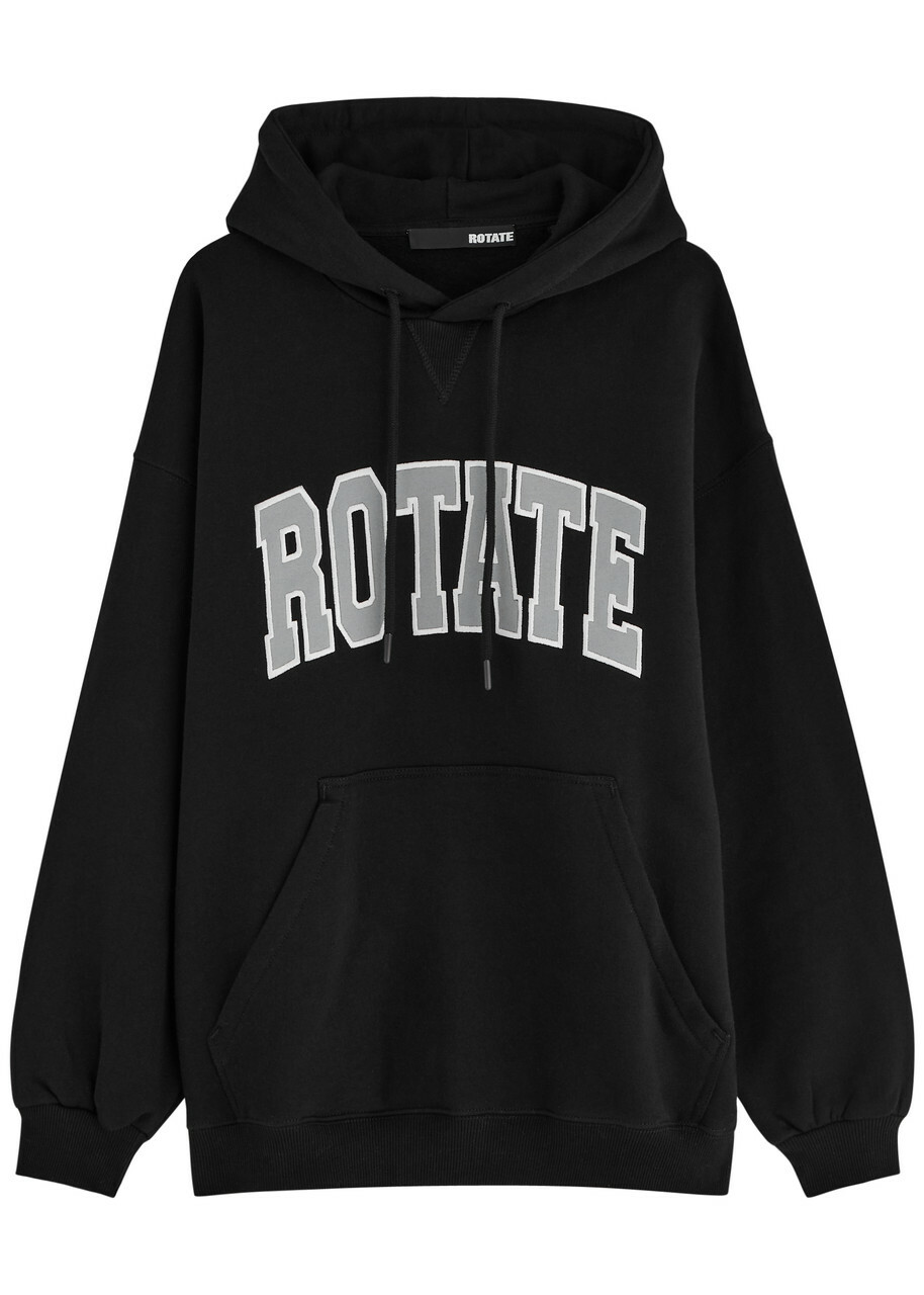 Rotate Sunday Logo Hooded Cotton Sweatshirt Black