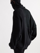 TAKAHIROMIYASHITA TheSoloist. - Oversized Patchwork Distressed Cable-Knit Rollneck Sweater - Black