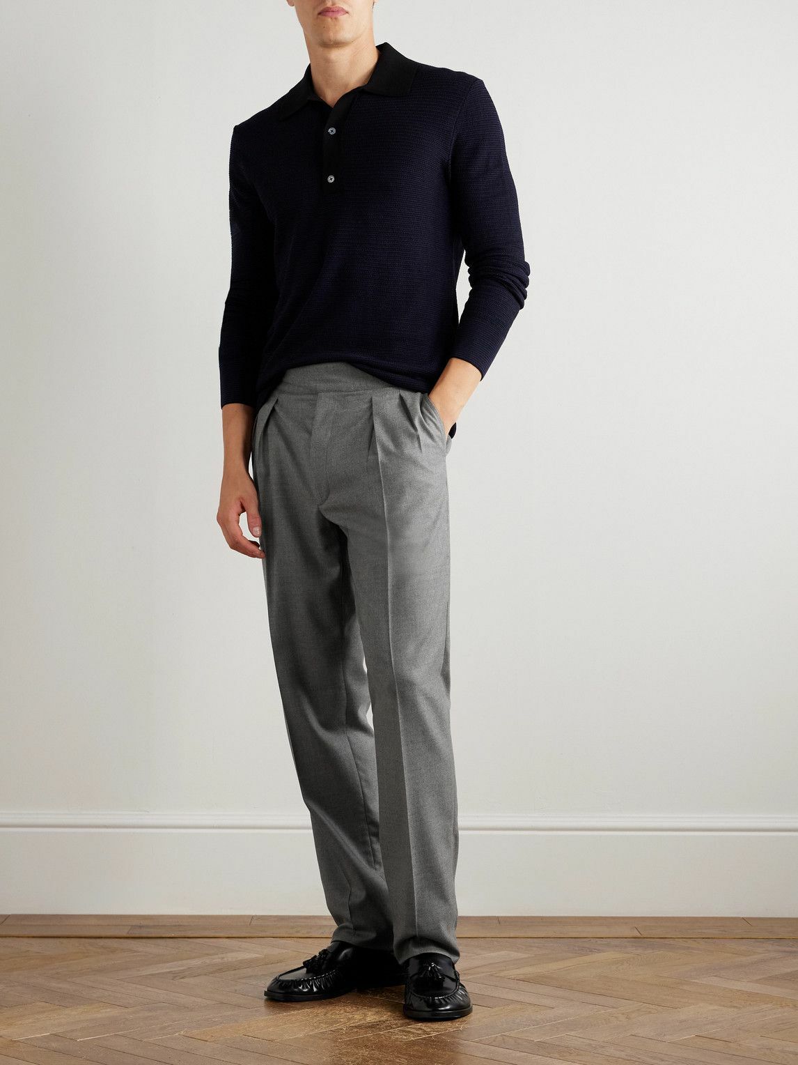 Ralph Lauren Purple label - Gregory tAPERED Pleated Worsted Wool-Flannel Trousers - Gray