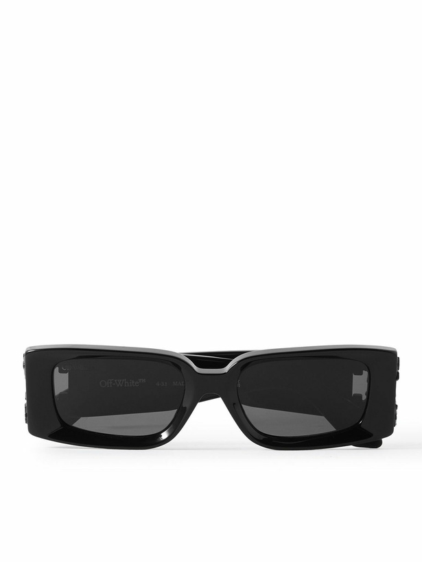 Photo: Off-White - Roma Logo-Embellished Rectangular-Frame Acetate Sunglasses