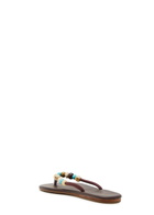 Ancient Greek Sandals Saionara Beaded Leather Sandals Brown