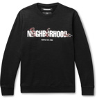 Neighborhood - Logo-Print Mélange Loopback Cotton-Jersey Sweatshirt - Black