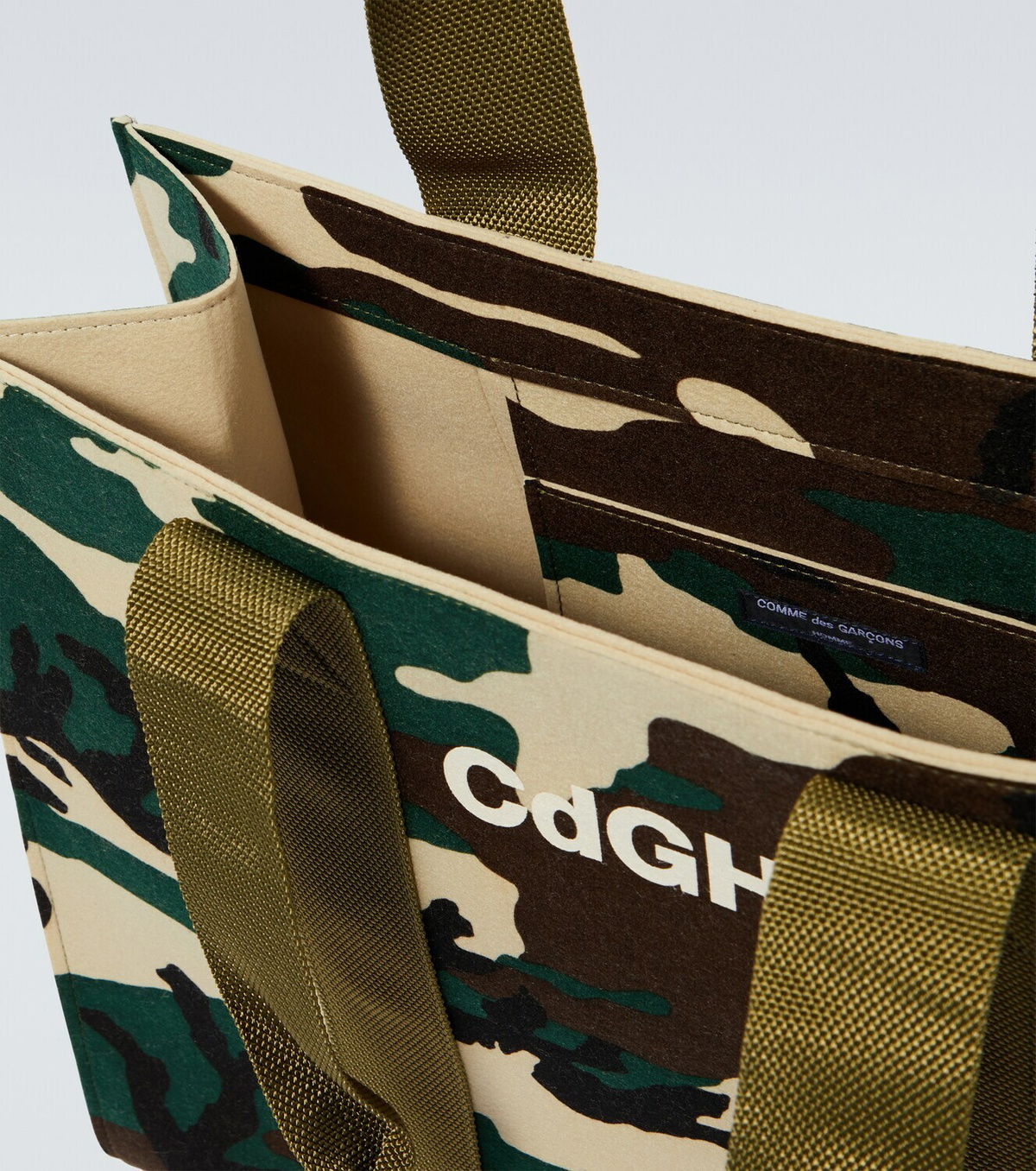 COMME DES GARCONS sequin camo handbag