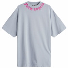 Palm Angels Men's Neck Logo T-Shirt in Grey