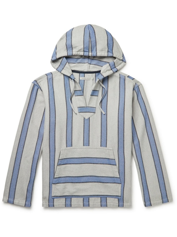 Photo: OUTERKNOWN - Baja Striped Organic Cotton-Twill Hooded Sweater - Blue