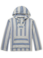 OUTERKNOWN - Baja Striped Organic Cotton-Twill Hooded Sweater - Blue